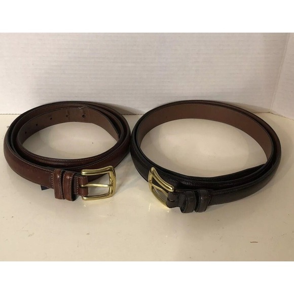 Roundtree & Yorke (2) 1 Black 1 Brown Full Grain Cowhide Dress Belt Men's 48/120 - Picture 1 of 16